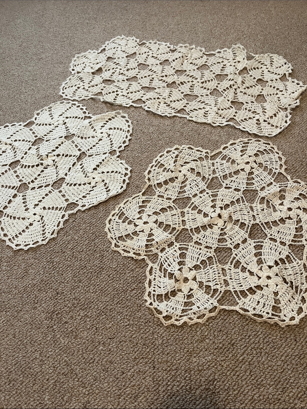 Handmade Crochet Doily Set - Cream Lace Table Covers